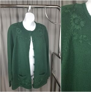 Vintage Green Embroidered Cardigan
